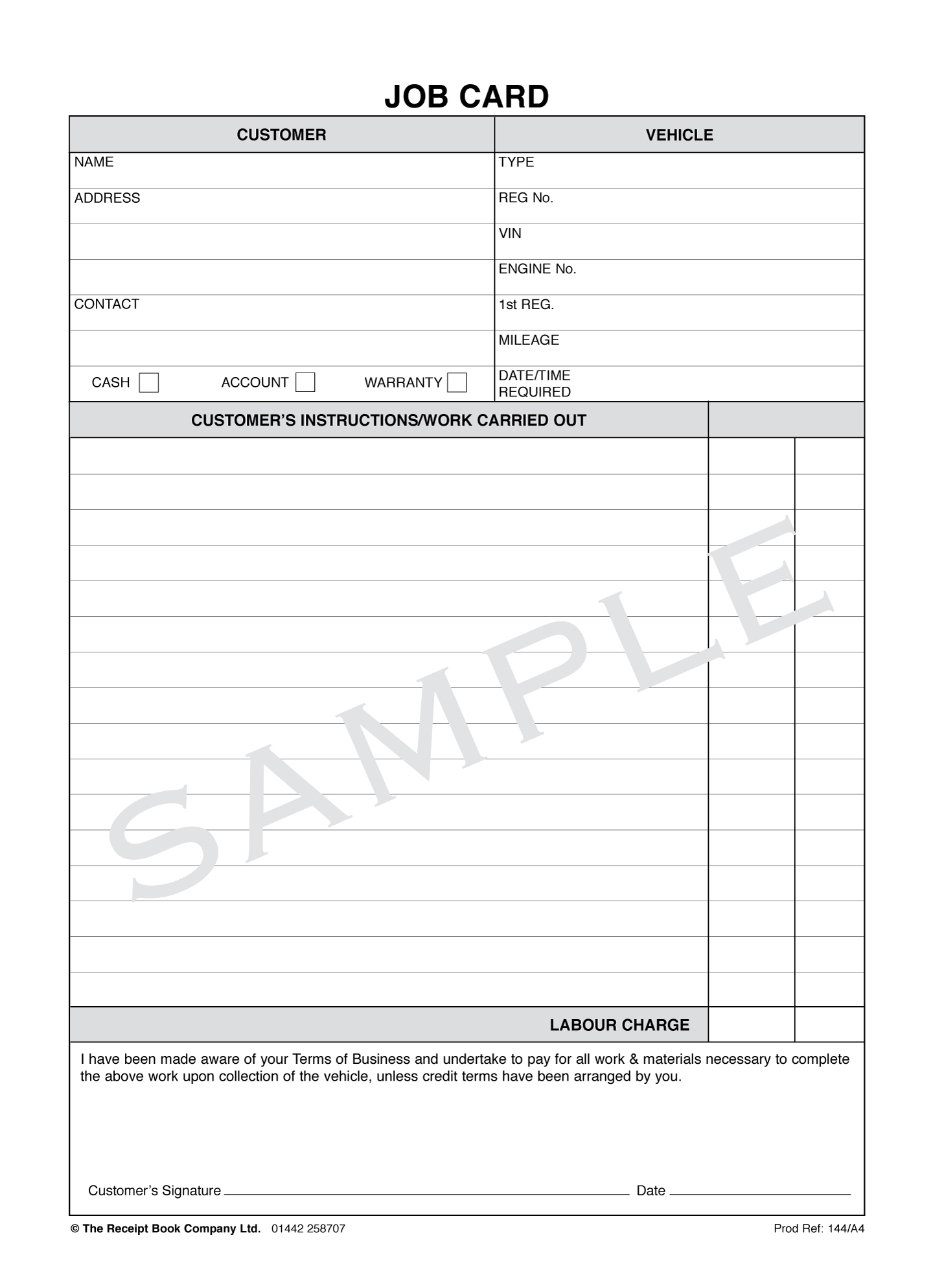 Job Card MF144 A4 Motaprint